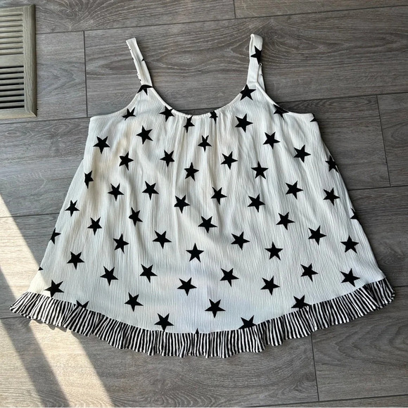 LANE BRYANT STAR WHITE TANK TOP WITH WHITE STRIPES - Picture 5 of 13